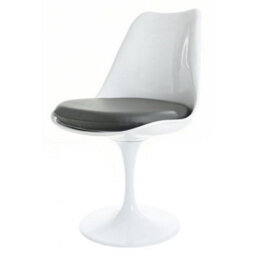 Fusion Living Tulip Set - White Medium Circular Table And Four Chairs With Pu Cushion Grey - thumbnail 4