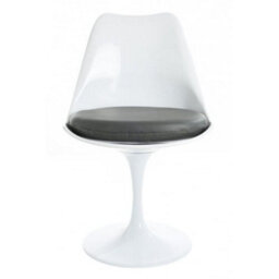 Fusion Living Tulip Set - White Medium Circular Table And Four Chairs With Pu Cushion Grey - thumbnail 8