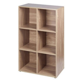 Urbn-Living Oak, Black - 6-Cube Shelving Unit With Wooden Doors
