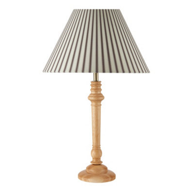 First Choice Lighting Julian - Natural Wood 55Cm Table Lamp With Striped Linen Shade - image 1