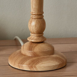 First Choice Lighting Julian - Natural Wood 55Cm Table Lamp With Striped Linen Shade - thumbnail 3