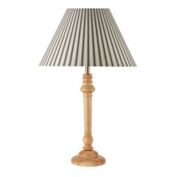 First Choice Lighting Julian - Natural Wood 55Cm Table Lamp With Striped Linen Shade - thumbnail 1