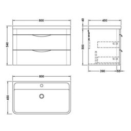 Dezine Nile 800mm 2 Drawer Satin Anthracite Wall Hung Vanity Unit - thumbnail 2
