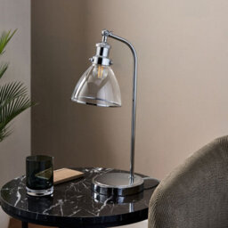 Pagazzi Lighting Pagazzi Brunswick Polished Nickel & Glass Desk Table Lamp - thumbnail 2
