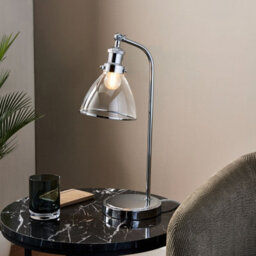 Pagazzi Lighting Pagazzi Brunswick Polished Nickel & Glass Desk Table Lamp - thumbnail 1