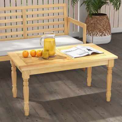 Gainoom Outdoor Indoor Patio Coffee Table Side Table With Solid Teak Wood Structure - image 1