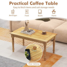Gainoom Outdoor Indoor Patio Coffee Table Side Table With Solid Teak Wood Structure - thumbnail 8