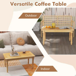 Gainoom Outdoor Indoor Patio Coffee Table Side Table With Solid Teak Wood Structure - thumbnail 5