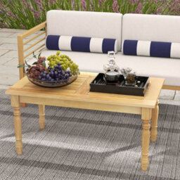 Gainoom Outdoor Indoor Patio Coffee Table Side Table With Solid Teak Wood Structure - thumbnail 3