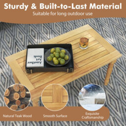Gainoom Outdoor Indoor Patio Coffee Table Side Table With Solid Teak Wood Structure - thumbnail 7