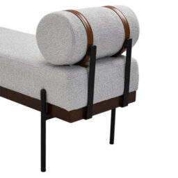 Thehotsale Light Grey Upholstered Chenille Bench With Side Pillow For Living Room,bedroom,hallway,123X42X62Cm - thumbnail 4