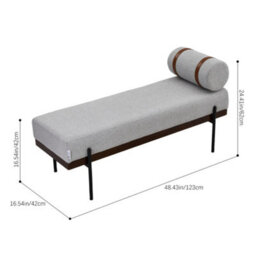 Thehotsale Light Grey Upholstered Chenille Bench With Side Pillow For Living Room,bedroom,hallway,123X42X62Cm - thumbnail 5
