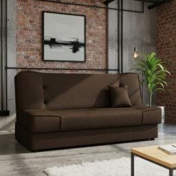 Gabi Comfortable 3 Seater Sofa Bed With Storage And Sleeping Function Brown - thumbnail 1