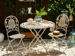 Beliani Bistro Table Bivio 90 Cm 90 Cm Metal Off-White - thumbnail 2