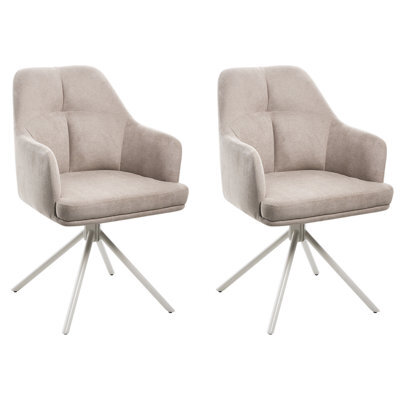 Beliani Set Of 2 Dining Chairs Mira Fabric Taupe - image 1