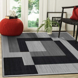 Ameha Non Slip Printed Rug Milo Black Grey  120X170 Cm Hallway Bedroom Area Indoor/outdoor Rugs - thumbnail 6