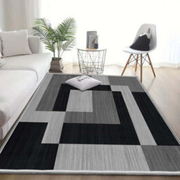 Ameha Non Slip Printed Rug Milo Black Grey  120X170 Cm Hallway Bedroom Area Indoor/outdoor Rugs - thumbnail 3
