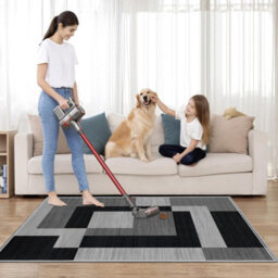 Ameha Non Slip Printed Rug Milo Black Grey  120X170 Cm Hallway Bedroom Area Indoor/outdoor Rugs - thumbnail 4