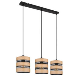 Luminosa Lighting Luminosa Soeni Bar Pendant Ceiling Light Matt Black 3X E27 - thumbnail 2