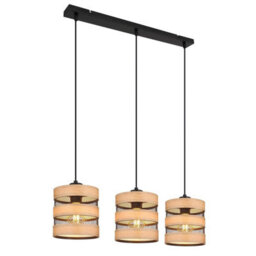 Luminosa Lighting Luminosa Soeni Bar Pendant Ceiling Light Matt Black 3X E27