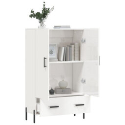Berkfield Modern Highboard High Gloss White 69.5X31X115 Cm Engineered Wood - thumbnail 4