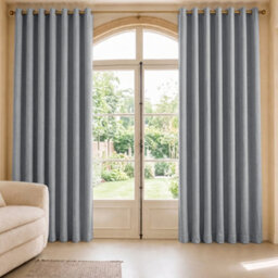 Aspire Homeware Silver Linen 100% Blackout Curtain Thermal Insulated Eyelet Curtain Pair (W)228Cm X (D)228Cm With Tie Back - thumbnail 9