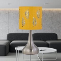 First Choice Lighting Set Of 2 Romana - Brushed Chrome Touch Table Lamps With Ochre Shades - thumbnail 5