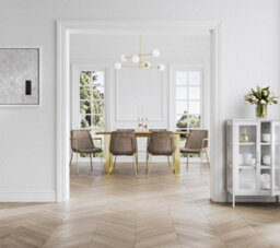 LPD Antibes Gold Dining Table - Wood Top & Black Metal U-Shaped Legs Pack Of 2 - thumbnail 5