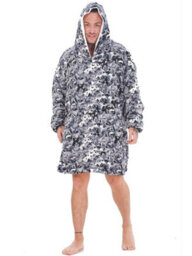 Wearable Hooded Fleece Blanket - Grey Camo, Adult - thumbnail 2