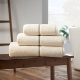 Bianca Fine Linens Zero Twist Satin Stitch Cotton 50X90Cm Hand Towel Cream - thumbnail 3