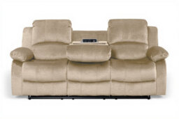 Chenille Fabric Oatmeal Beige 3 Seater Manual Recliner Sofa Valencia - thumbnail 2