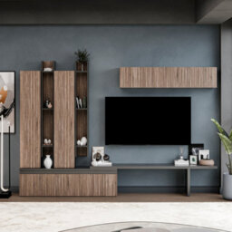 Decorotika Azur Moduler Modern Tv Unit Wall Mount Customizable Layout Black Alina