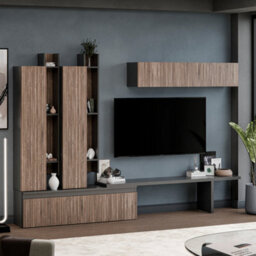 Decorotika Azur Moduler Modern Tv Unit Wall Mount Customizable Layout Black Alina - thumbnail 3