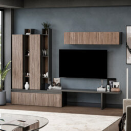 Decorotika Azur Moduler Modern Tv Unit Wall Mount Customizable Layout Black Alina - thumbnail 2