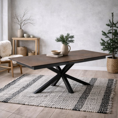 Wyld Haus Perth 200-240Cm Rusty Brown Ceramic Extendable Dining Table With Black Metal Legs - image 1