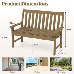 Costway Outdoor 2-Person Garden Bench Patio Lounger Ergonomic Loveseat W/ Backrest - thumbnail 2