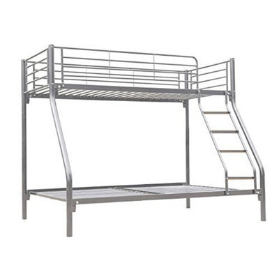 D Pro T Homeware Triple Sleeper Bunk Bed Silver Metal Frame, Single Over Double, Kids & Adults - image 1