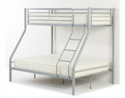 D Pro T Homeware Triple Sleeper Bunk Bed Silver Metal Frame, Single Over Double, Kids & Adults - thumbnail 3
