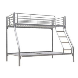 D Pro T Homeware Triple Sleeper Bunk Bed Silver Metal Frame, Single Over Double, Kids & Adults