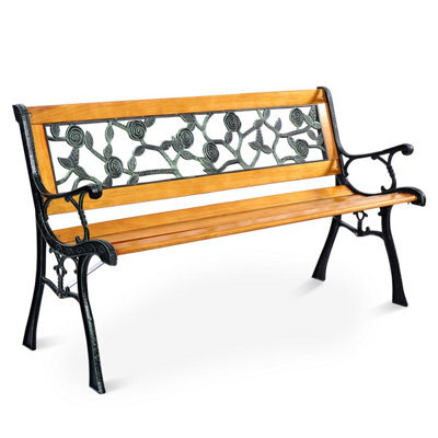 Costway Outdoor Garden Bench Loveseat 2 Seater Park Chair Wood Slats Seat Weather Proof - image 1