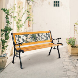 Costway Outdoor Garden Bench Loveseat 2 Seater Park Chair Wood Slats Seat Weather Proof - thumbnail 5