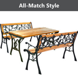 Costway Outdoor Garden Bench Loveseat 2 Seater Park Chair Wood Slats Seat Weather Proof - thumbnail 7