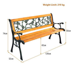 Costway Outdoor Garden Bench Loveseat 2 Seater Park Chair Wood Slats Seat Weather Proof - thumbnail 2