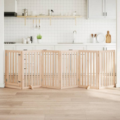Walplus Wood Dog Gate With Door Foldable 6 Panels 300 Cm Poplar Wood - image 1