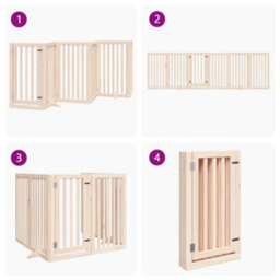 Walplus Wood Dog Gate With Door Foldable 6 Panels 300 Cm Poplar Wood - thumbnail 7