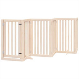 Walplus Wood Dog Gate With Door Foldable 6 Panels 300 Cm Poplar Wood - thumbnail 2