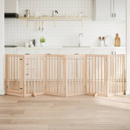 Walplus Wood Dog Gate With Door Foldable 6 Panels 300 Cm Poplar Wood - thumbnail 1
