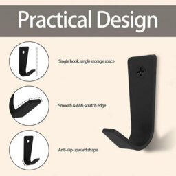 8 Pack Black Wall Mounted Coat Hooks, Coat Rack - thumbnail 3