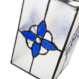 Happy Homewares Traditional Clear Glass Tiffany Style Pendant Light Shade With Royal Blue Panels - thumbnail 5