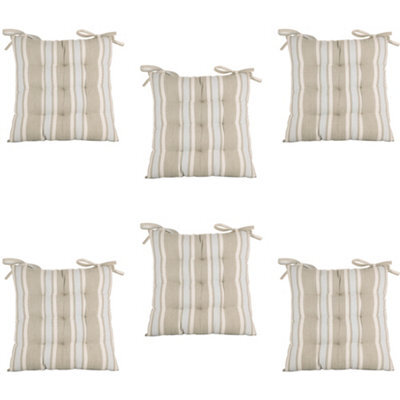 Dibor Set Of 6 Striped Blue Indoor Furniture Dining Chair Seat Pads (L)40Cm X (W)40Cm - image 1